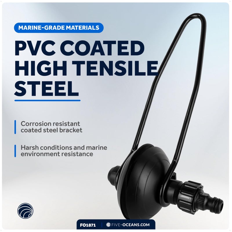 Five Oceans Outboard Motor Muffs, Universal Outboard Motor Flusher, Black PVC Marine Grade Round Muffs, Coated Steel Bracket, Includes Garden Hose Connector and Quick Connect Adapter - FO1871 - Image 4